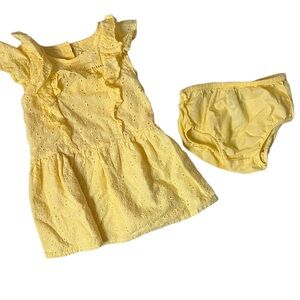 Janie and Jack Easter Yellow Cotton Eyelet Dress Bloomer 18-24 mos